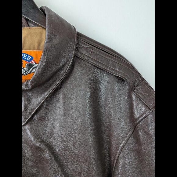 [SOLD] VTG COOPER SPORTSWEAR Sz 44R A-2 Flight Bomber Jacket Brown Goatskin - Picture 5 of 10